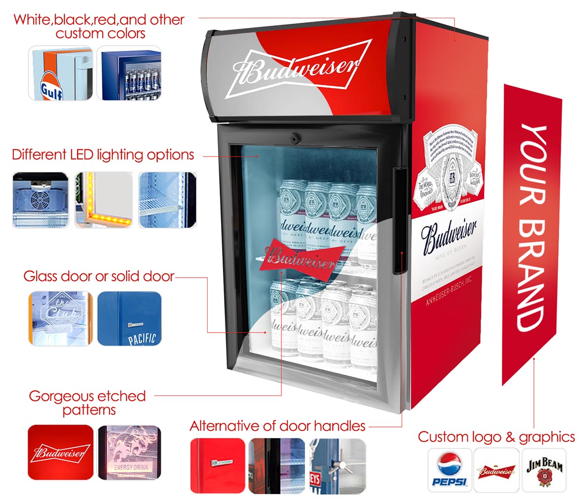 Options - Custom Branded Mini & Freestanding Fridges For Budweiser Beer Promotion